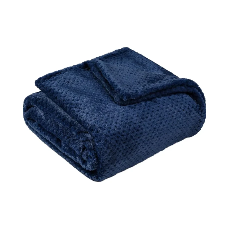 PAVILIA-Navy-Blue-Raschel-All-Season-100-Polyester-Blanket-Soft-Fleece-Throw-60x80-Anti-Dust-Mite-Cozy-Warm-Waffle-Textured