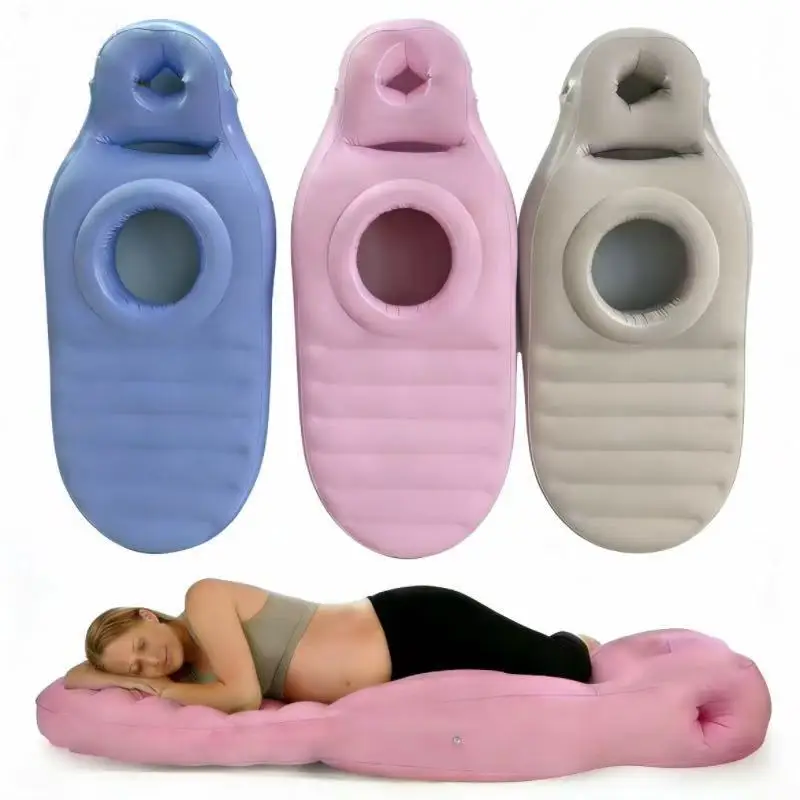 PVC-Inflatable-Maternity-Pregnancy-Bed-Cozy-Bump-Prone-Pillow-Flocked-Maternity-Air-Mattress-for-Sleeping-Prone-for-Yoga