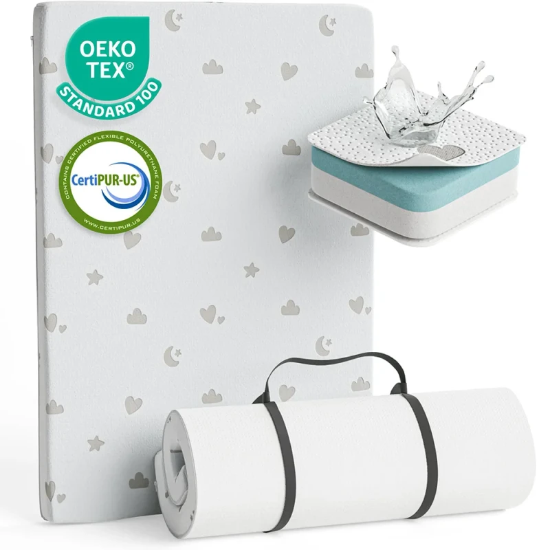 Pack-and-Play-Washable-Waterproof-Cover-Bed-Pad-Changing-Cotton-Newborn-Portable-Crib-Cot-Baby-Infant-Memory-Foam-Pad-Mattress