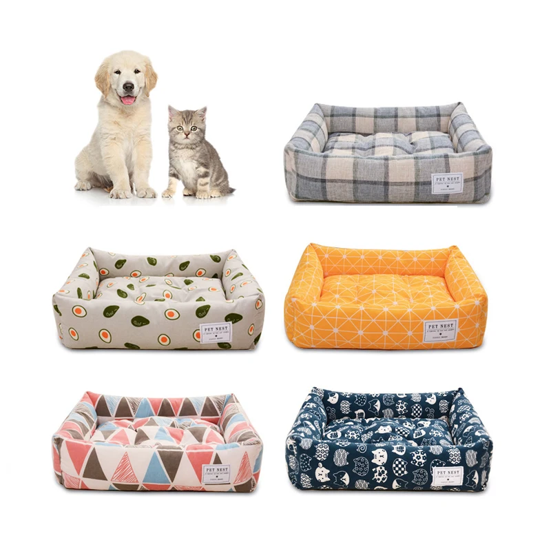 Pet-Pillow-Luxury-Portable-Orthopedic-Sofa-Breathable-Removable-Washable-Square-Printed-Dog-Beds-Polyester