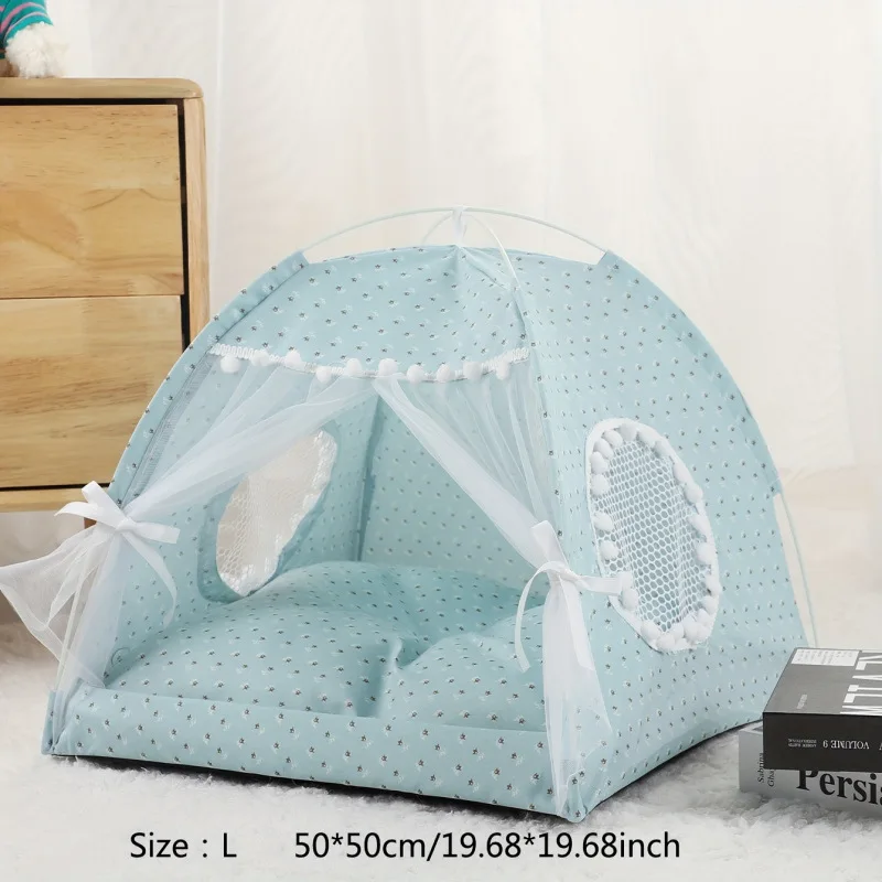 Pet-Tent-Cozy-Durable-Iron-Wire-Bed-with-Removable-Linen-Cloth-for-Extra-Small-0.2kg