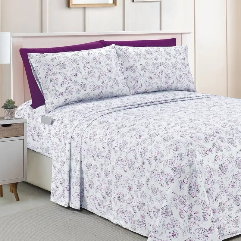 PillowcaseSheet-Sets-Polyester-Printed-Bed-Sheets-Fitted-Flat-Sheet-Bedding-Set-Hotel-Home