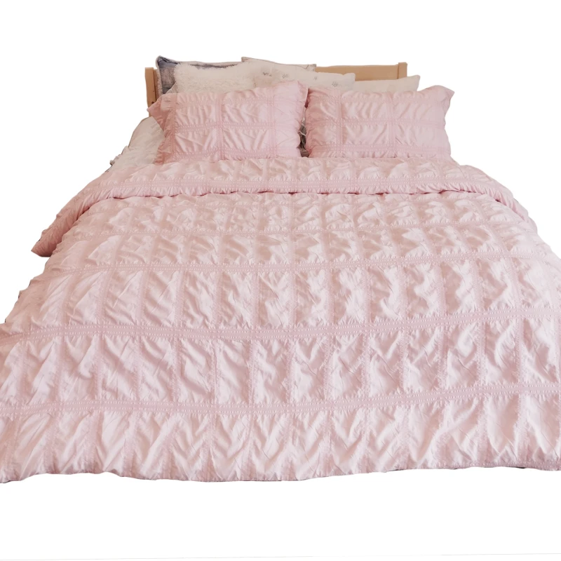 Plaid-Seersucker-Duvet-Set-Comforter-Set