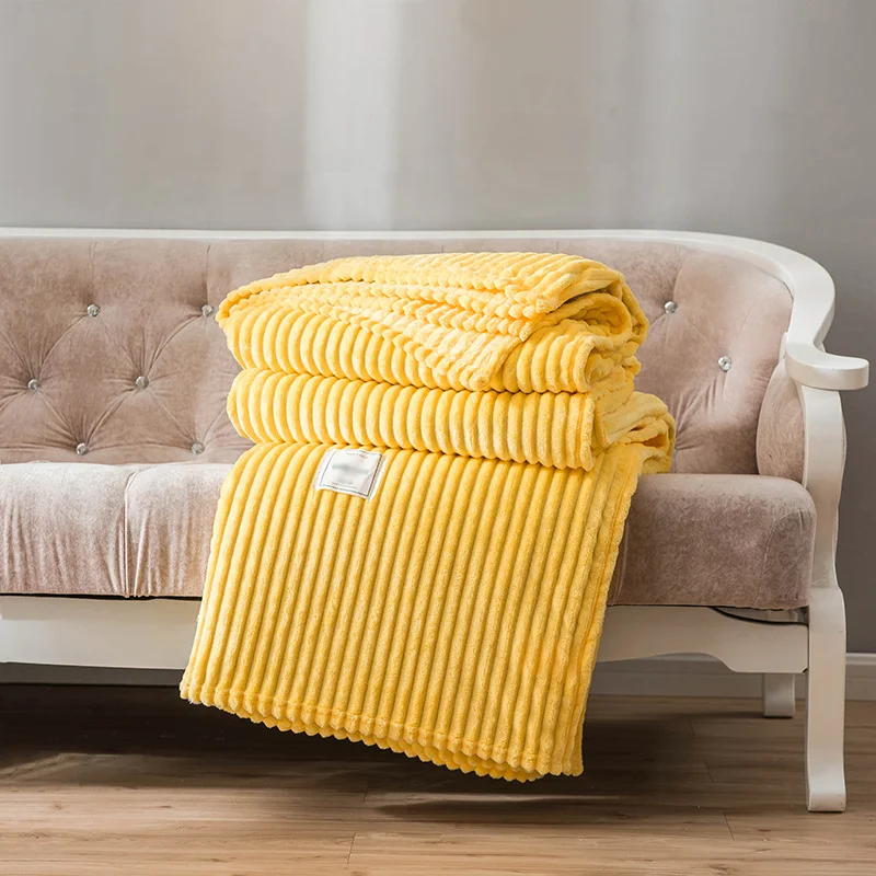 Plain-Color-Faux-Fur-Fluffy-Fleece-Throw-Blanket-Striped-Jacquard-Home-Warm-Flannel-Throw-Blanket