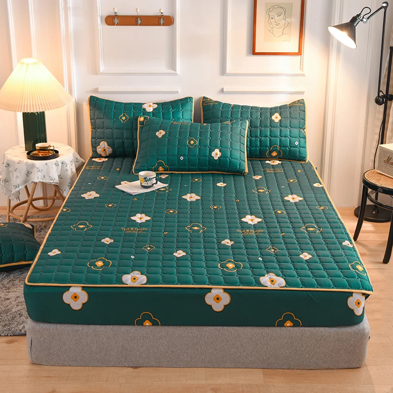 Plain-Color-Mattress-Protective-Cover-Quilted-Bed-Sheet-Set-with-Fixed-Bedspread-Coverlet-for-Fitting-Bed-Mat