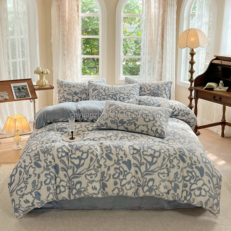 Plant-Print-Four-Piece-Bedding-Set-Bedding-Hotel-Supplies-Customizable-Hotel-Bedding-Set