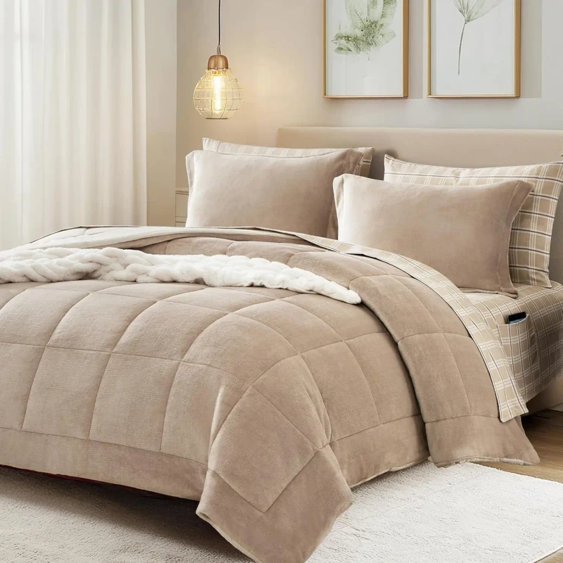 Plush-Comforter-Set-100-Polyester-Flannel-Velvet-Comforter-Sets-7-Pieces-for-Winter