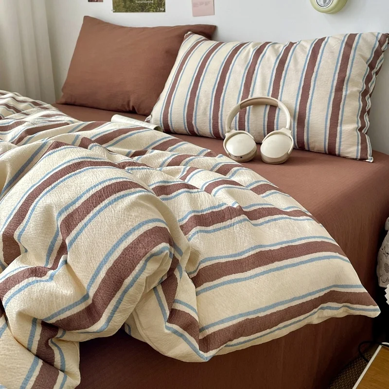 Polyester-Bedding-Set-Super-Soft-Plaid-Duvet-Cover-4-Pieces-Bed-Sheet-King-Queen-Quilt-Cover-and-Pillowcases-for-Home-All-Seasons