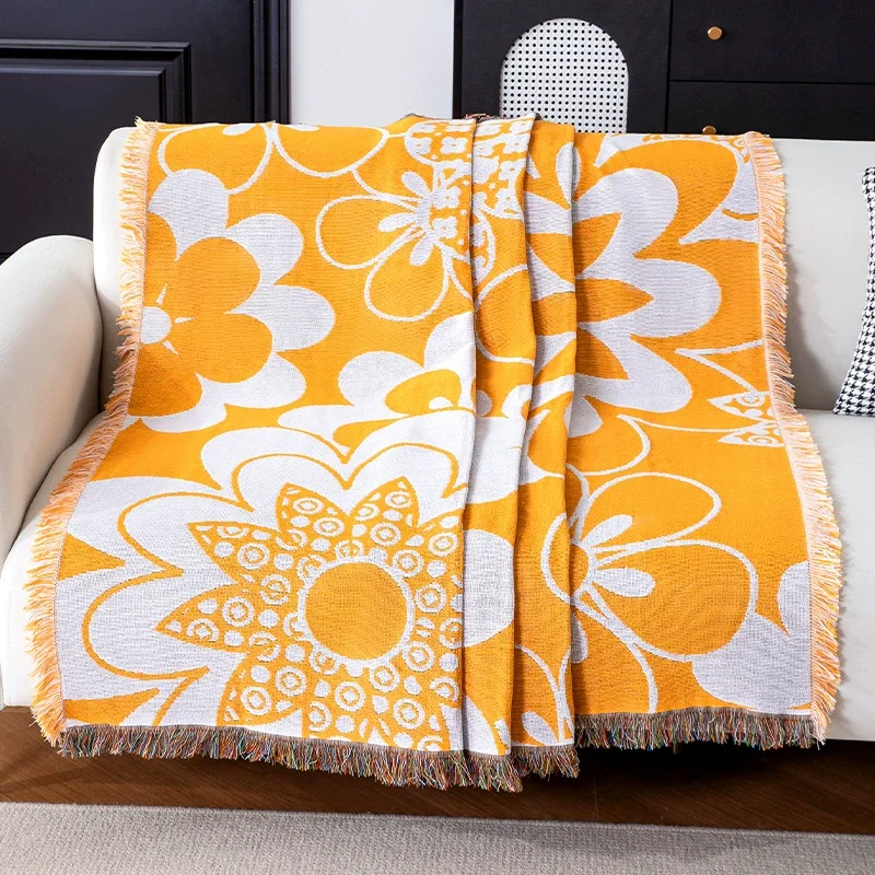 Polyester-Cotton-Woven-Throw-Blanket-for-Bedroom-Ivory-Boho-Throw-Home-Decoration