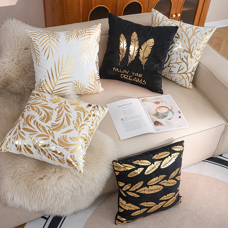 Polyester-Gold-Stamping-Modern-Cushion-Cover-Soft-Pillow-Cover-Throw-Pillows-for-Living-Room-Sofa