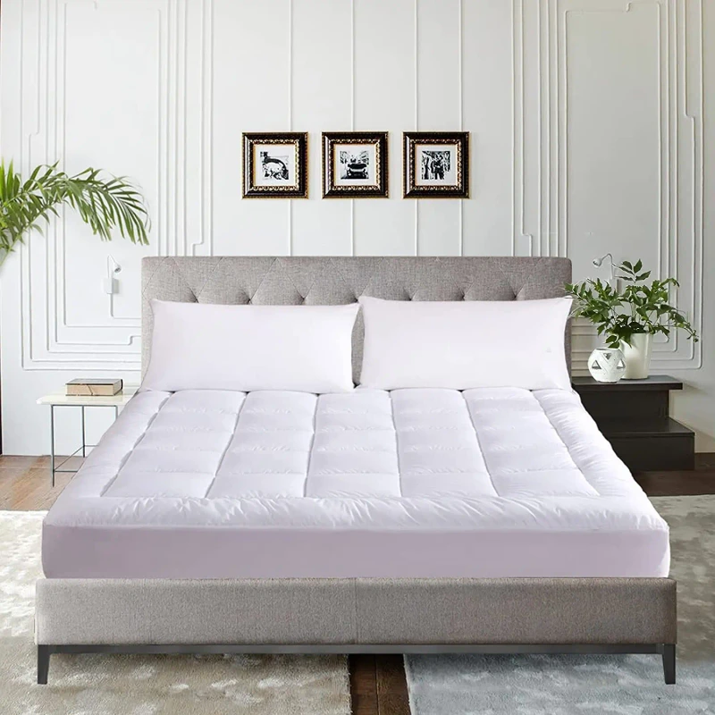 Polyester-Material-Mattress-Topper-Breathable-Mattress-Topper-Wool-Filling-Bed-Mattress-Pad-Topper
