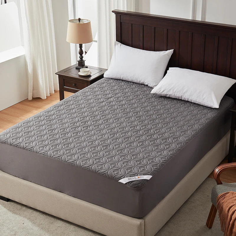 Polyester-Mattress-Protector-Waterproof-Twin-Size-Deep-Pocket-18-Depth-Soft-Breathable-Dirt-Proof-Cover-Gray
