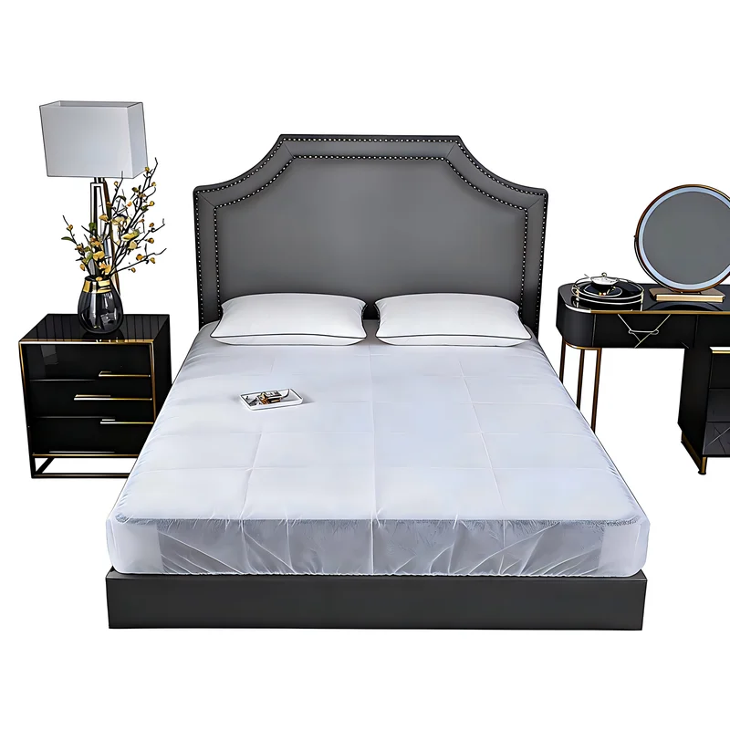Polyester-Nonwoven-300tc-Mattress-Cover-Pillowcase-Waterproof-Breathable-Fitted-Ruffled-Elastic-Simple-Solid-Color-Home-Use-Top