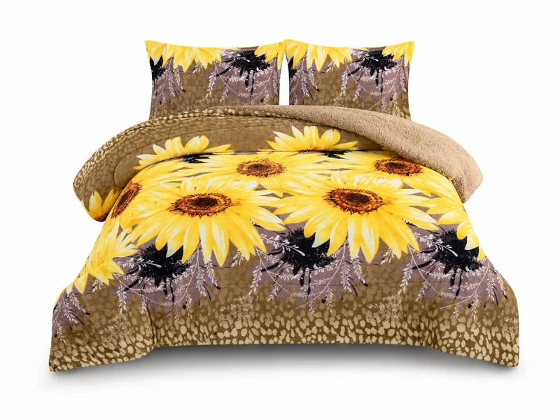 Polyester-Printed-Plant-Pattern-3-Piece-Comforter-Set-Modern-Style-All-Season-Use