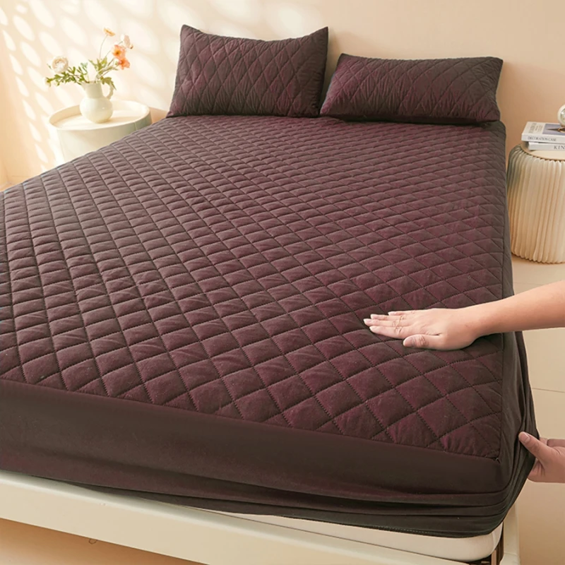 Polyester-Waterproof-Bed-Cover-Soft-Skin-Friendly-Breathable-Mattress-Protector-Plain-Style-for-Hotel-Hospital-Use