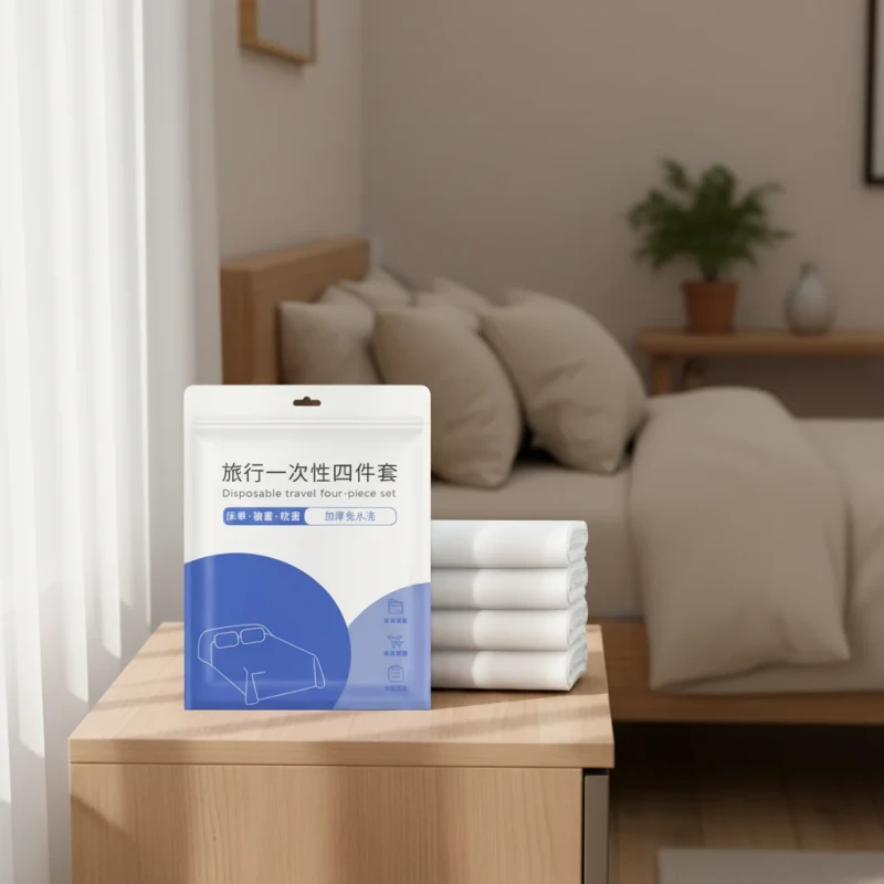 Portable-4-Piece-King-Size-Bedding-Set-for-Home-Travel-Soft-Cotton-Viscose-Quilt-Flat-Sheet-Multifunctional-Hotel-Use-Custom