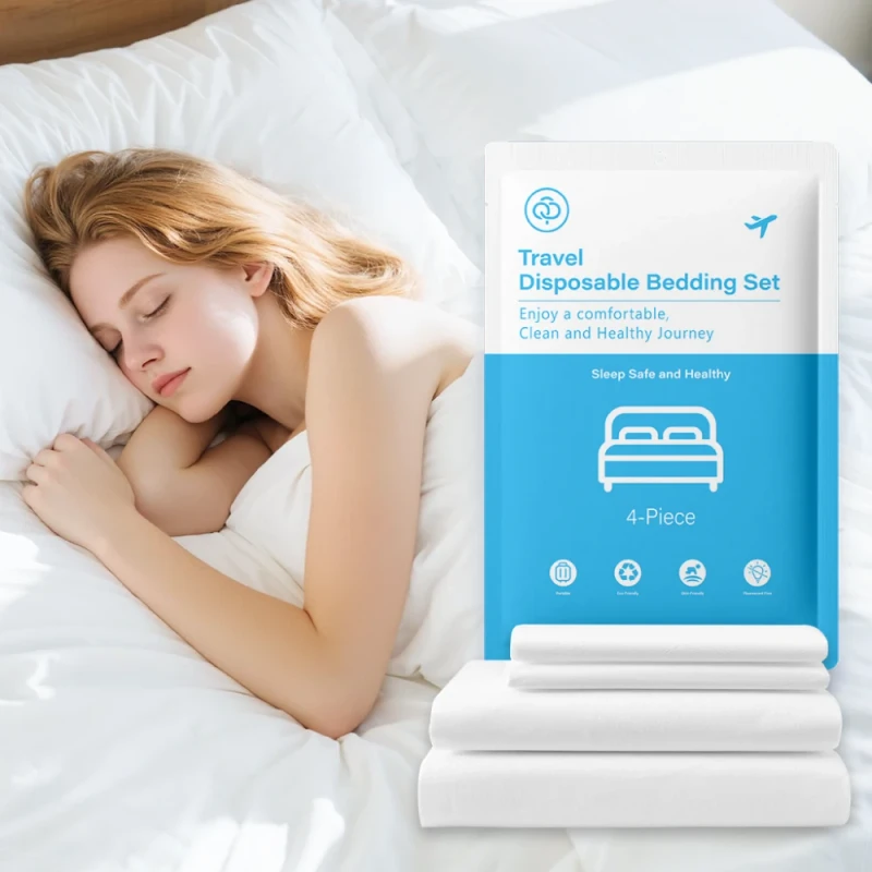 Portable-4PCS-Disposable-Bedding-Set-for-Hotel-Solid-Pattern-Nonwoven-1-Bed-Sheet-1-Quilt-Cover-2-Pillowcase-Travel-Hospital-Use