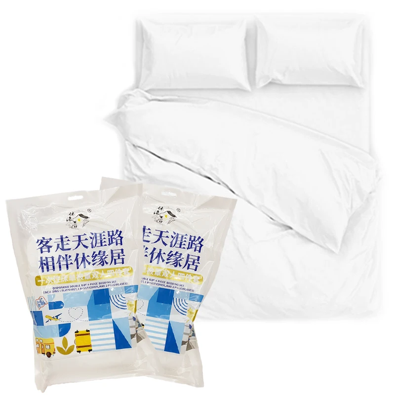 Portable-Disposable-Bed-Sheet-Disposable-Non-Woven-4-Piece-Bedding-Set