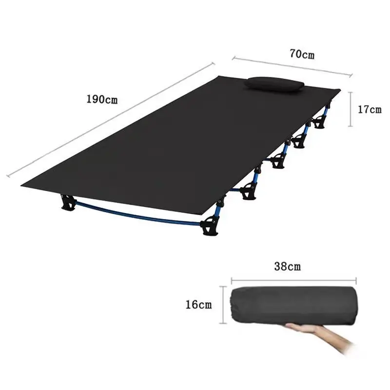 Portable-Folding-Bed-Black-Lightweight-Aluminum-Tube-and-600D-Oxford-Cloth-for-Camping
