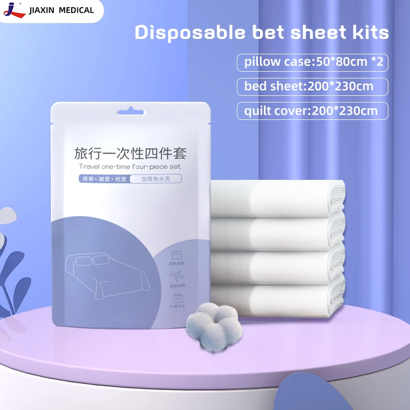 Portable-King-Size-Disposable-Flat-Bed-Sheet-Woven-Cotton-Bedding-Set-Pearl-Style-for-Home-Hotel-Hospital-Travel-Use