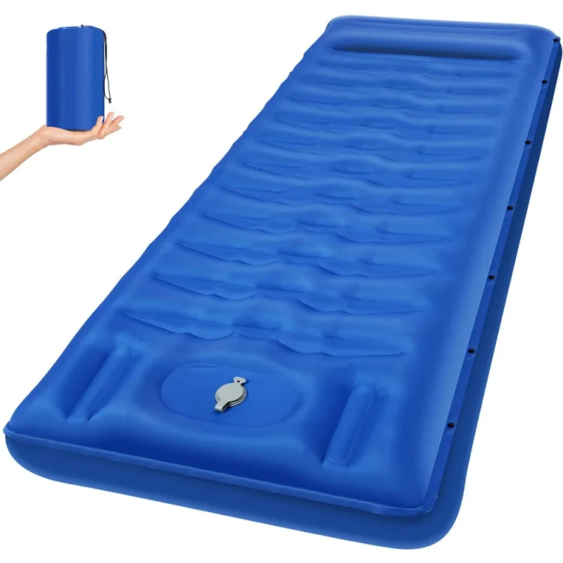 Portable-Modern-Design-Inflatable-Single-Camping-Sleeping-Mat-Waterproof-TPU-Topper-with-Pull-Belt-Structure-Splicing-Features