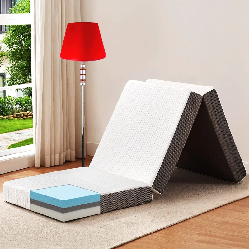 Portable-Trifold-Soft-Foldable-Bed-Tatami-Memory-Foam-Mattress-Topper