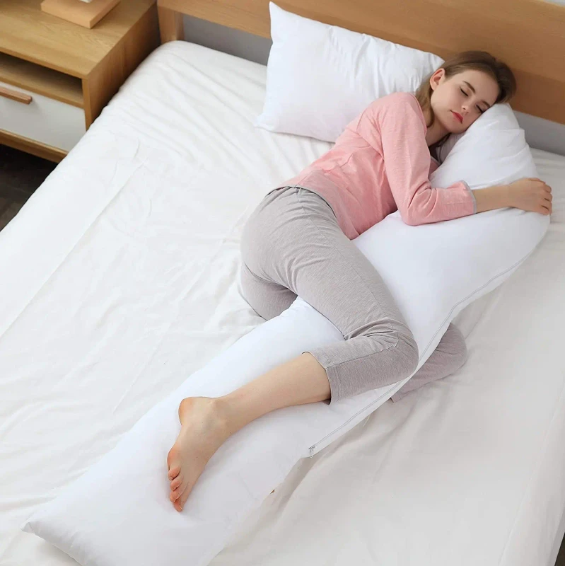Pregnancy-Body-Pillow-with-Zipper-Removable-Cover-Breathable-Full-Body-Pillow-for-Side-Sleeper-19x90-Inch