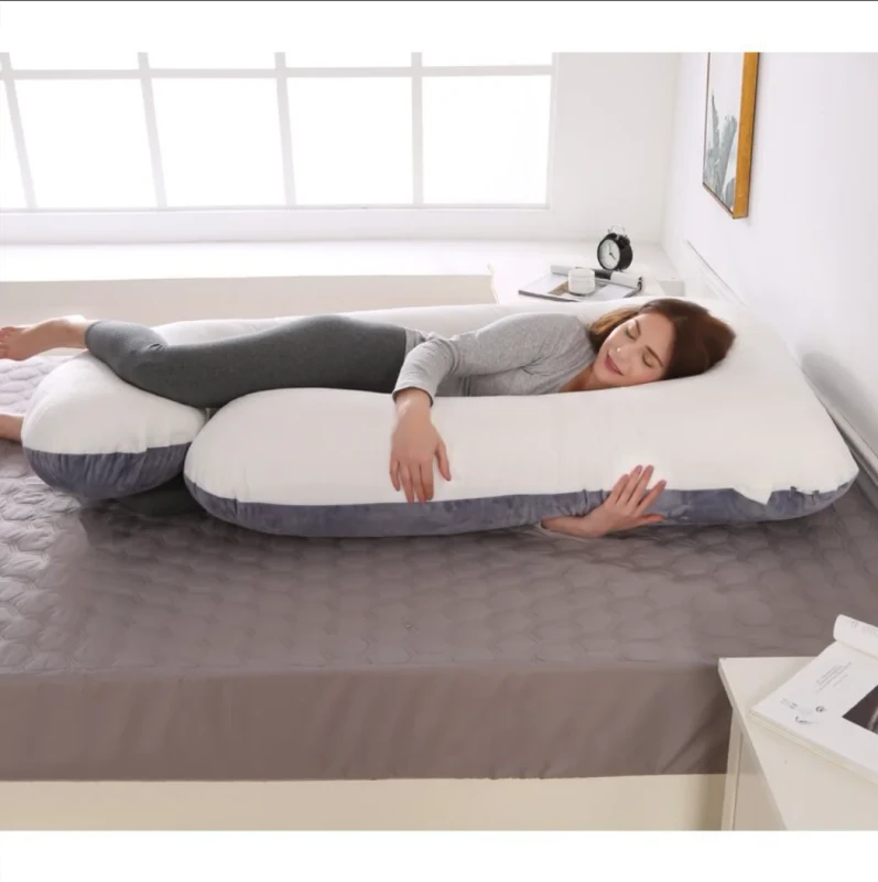 Pregnancy-Body-Pillow-with-Zipper-Removable-Cover-U-Shape-Knitted-Cover
