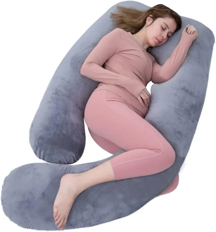 Pregnancy-Pillow-U-Shaped-Full-Body-Pillow-with-Shredded-Foam-Filling-with-Removable-Cover