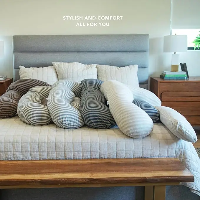 Pregnancy-Pillows-U-Shape-Full-Body-Pillow-Removable-Jersey-Cotton-Cover-Silver-Moon