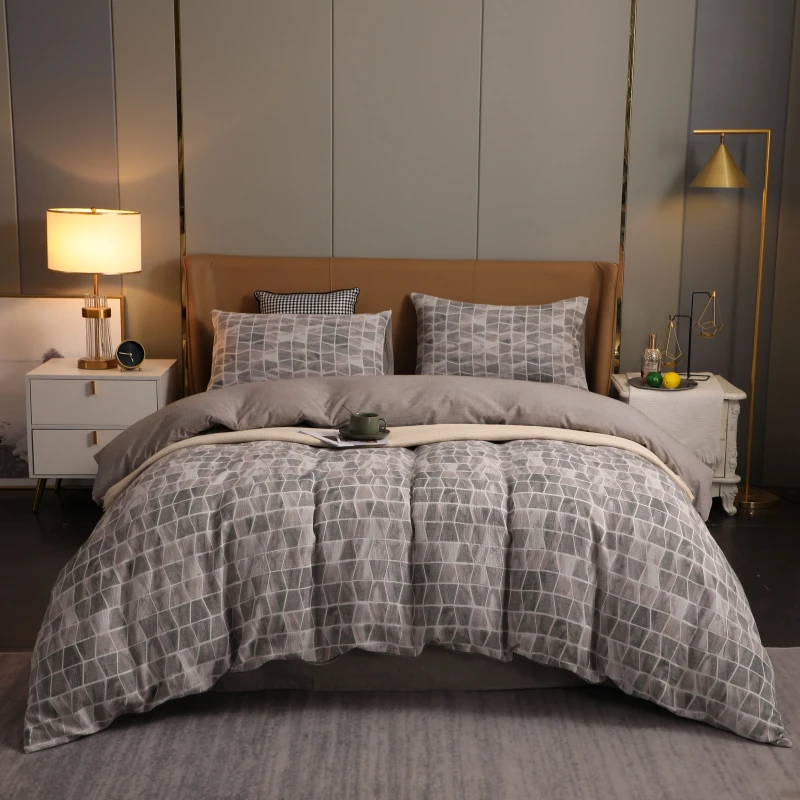 Premium-100-Cotton-Bedding-Set-Four-Piece-Plush-Elegant-Minimalism-Geometric-Popular-Retro-Yarn-Dyed-Weaved-Sheet-Pillow-Quilt