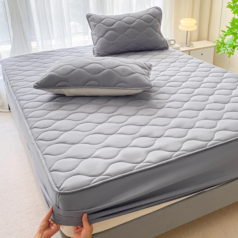 Premium-Breathable-Anti-Fouling-Deep-Pocket-Quilted-Mattress-Protector-Cover-Hollow-Cotton-Filling-Waterproof-Bed-Protector