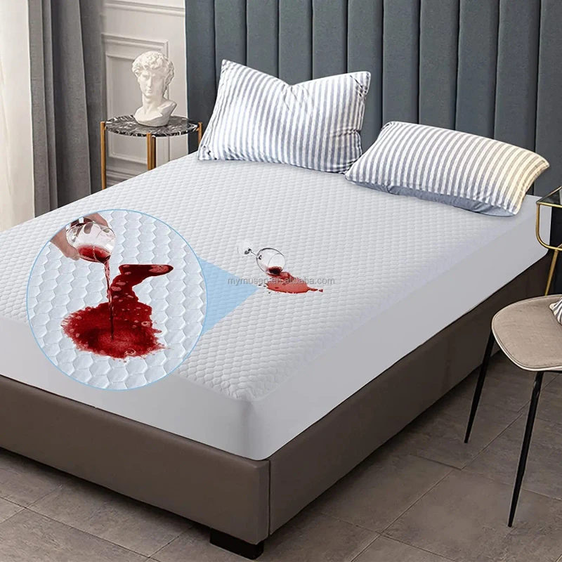 Premium-Cooling-Waterproof-Queen-Size-Mattress-Protector-Mattress-Pad-Cover-Fitted-Sheet-Breathable