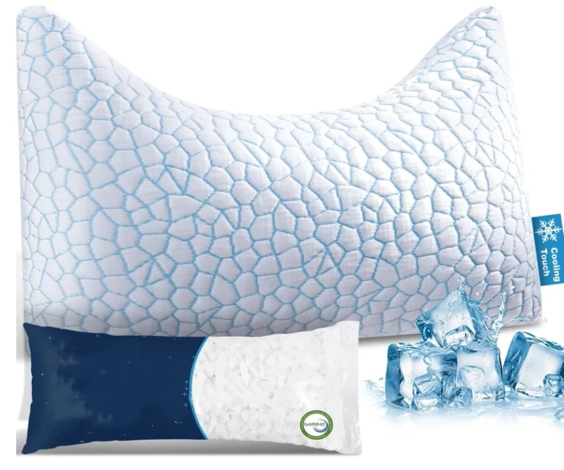 Premium-Curved-Contour-Neck-Support-Adjustable-Height-Slow-Rebound-Cooling-Gel-Memory-Foam-Pillow-for-Side-Sleeper