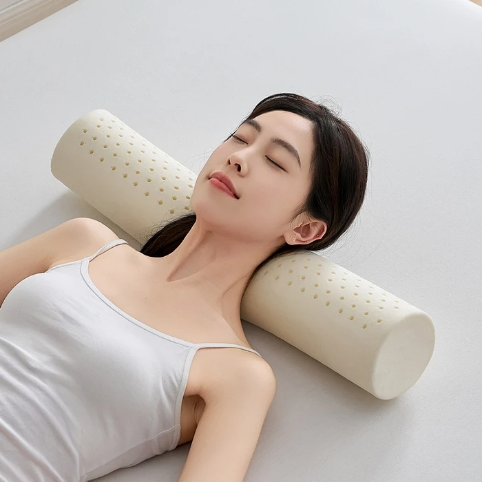 Premium-Grade-Home-Bedroom-Soft-Comfortable-Hypoallergenic-Cylindrical-Latex-Pillow-Side-Sleepers-Ergonomic-Pain-Relief