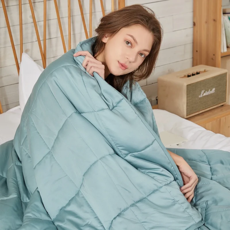 Premium-Organic-Bamboo-Fiber-Cooling-Weighted-Blanket-Sleep-Aid-Stress-Relief-Single-Double-Size-All-Season-Use