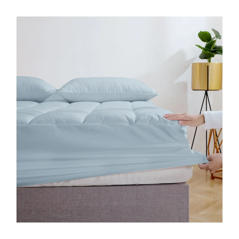 Premium-Quilted-Queen-Size-Mattress-Topper-Waterproof-Micropeach-Mattress-Pad-Quality-Woven-Plain-Style-Anti-Dust-Mite
