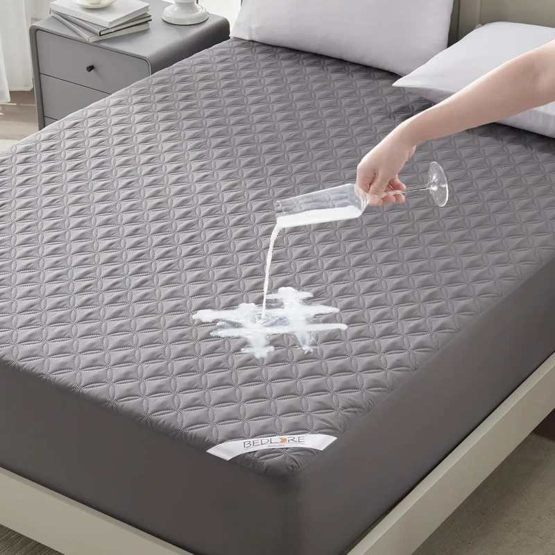 Premium-Quilted-Waterproof-Mattress-Protector-Hypoallergenic-Soft-Mattress-Cover-Breathable-Elastic-Fitted-Mattress-Pad