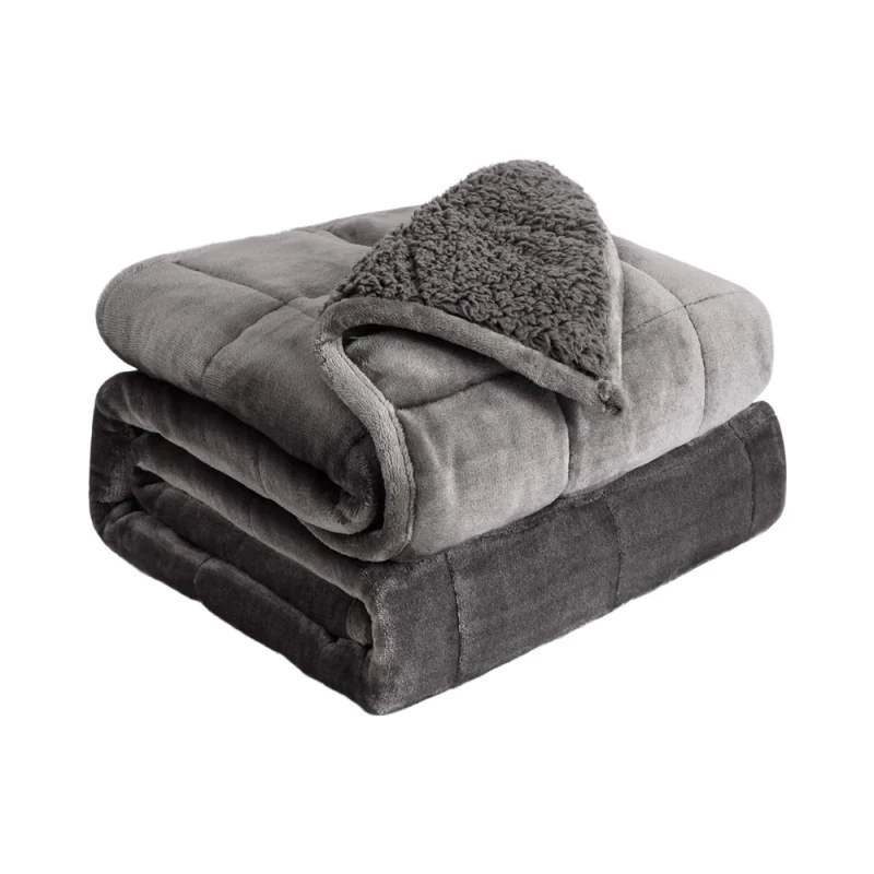 Premium-Soft-Warm-Quilted-Weighted-Blanket-One-Side-Sherpa-Fleece-Other-Side-Flannel-for-Home-Use-Winter-Bedroom-Bedding