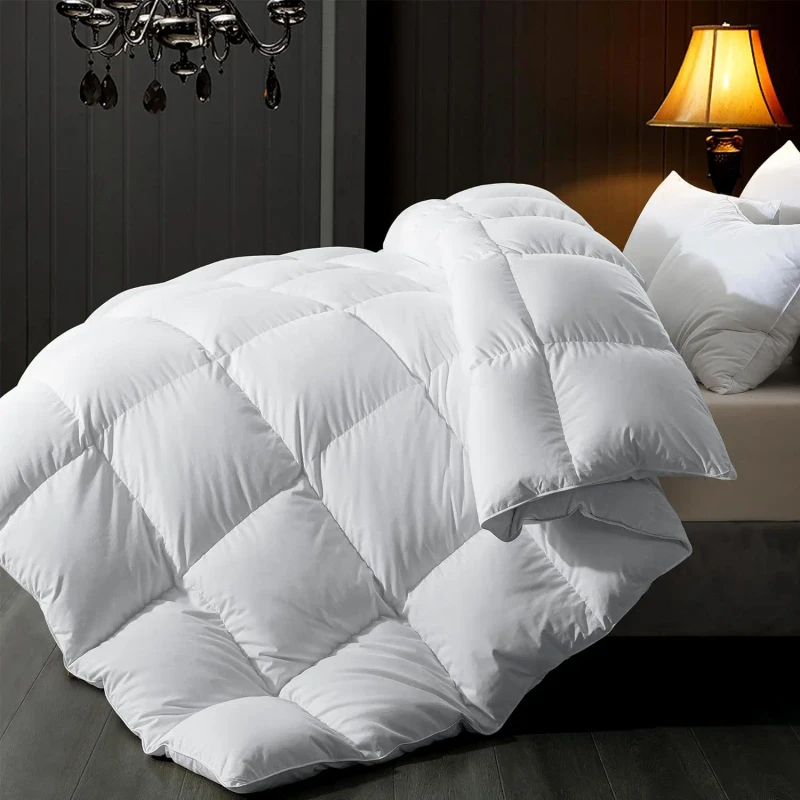 Premium-Solid-Color-Down-Comforter-Skin-Friendly-All-Season-Sleep-Duvet-Quilt-Breathable-Bedding-Duvet