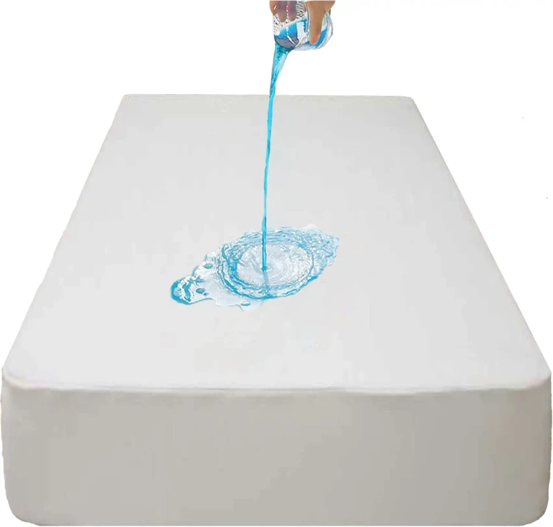 Premium-Waterproof-Bed-Cover-King-Size-Polyester-Cotton-Terry-Bed-Sheet-Anti-Dust-Mite-Hotel-Mattress-Protector-White