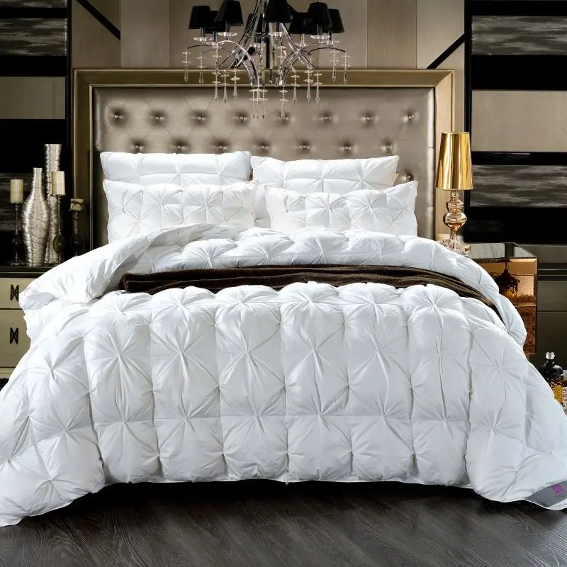 Premium-Winter-Quilt-Custom-Size-King-Cotton-Twist-Flower-Duvet-White-Blue-Goose-Down-Comforter-Duvet-for-Warmth