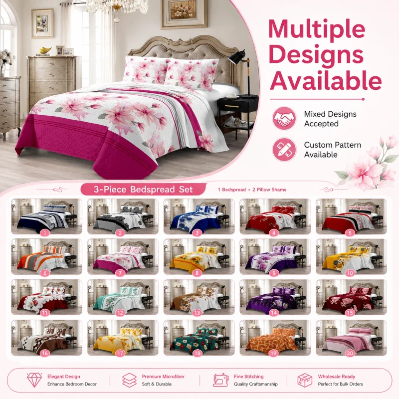 Printed-3-Piece-Bedspread-Set-Soft-Microfiber-Quilted-Coverlet-Set-Custom-Patterns-Available