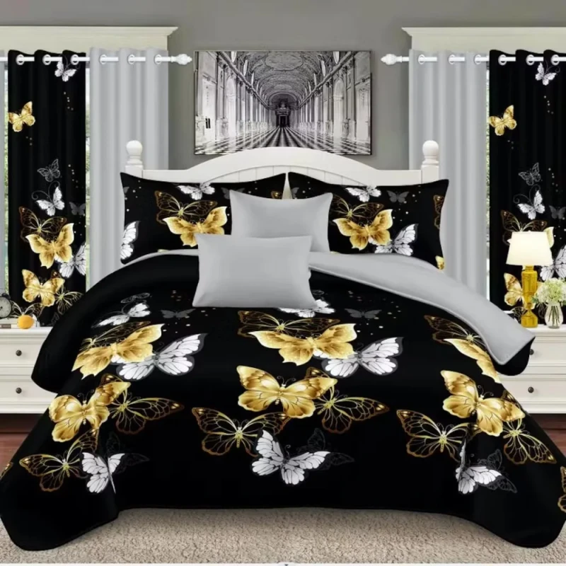 Printed-Bed-Cover-Set-Curtains-Custom-Quilt-Set-Plant-Digital-Printing-Double-Bedding-Set