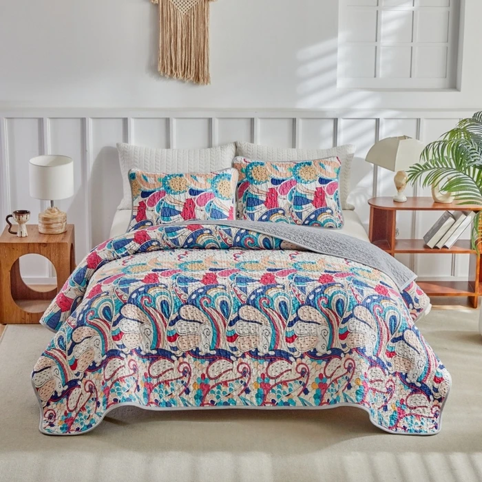 Printed-Bed-Quilts-Set-Light-Weight-Bedspread-Home-Cover-With-Pillowcase-200TC-Patchwork-Quilt-Drop-Shipping-Summer-Duvet
