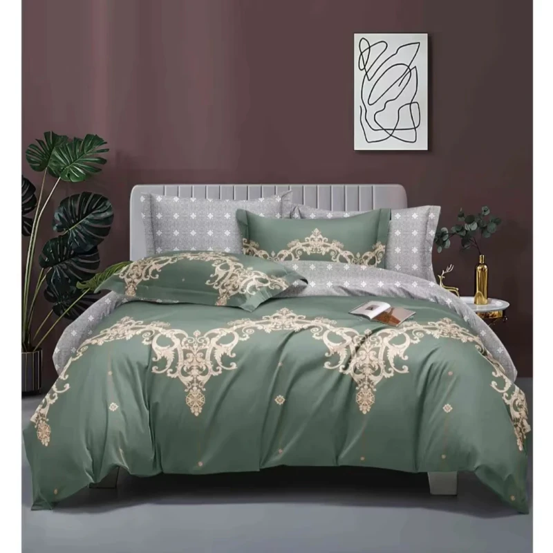 Printed-Bed-Sheet-and-Duvet-Cover-Four-piece-Set-Breathable-Soft-and-Comfortable-Polyester-Bedding-Set