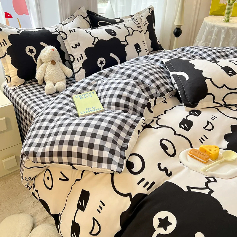Printed-Home-Textile-Queen-King-Size-Bedding-Set-Polyester-Microfiber-Pillow-Shams-Double-Quilted-Bedspread