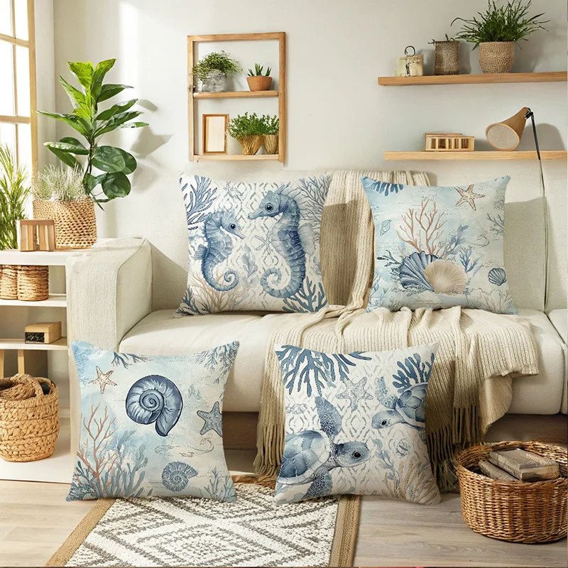 Printed-Ocean-Throw-Pillow-Coastal-Beach-Theme-Cushion-Decorative-Pillow-Set-Bedroom-Cushion