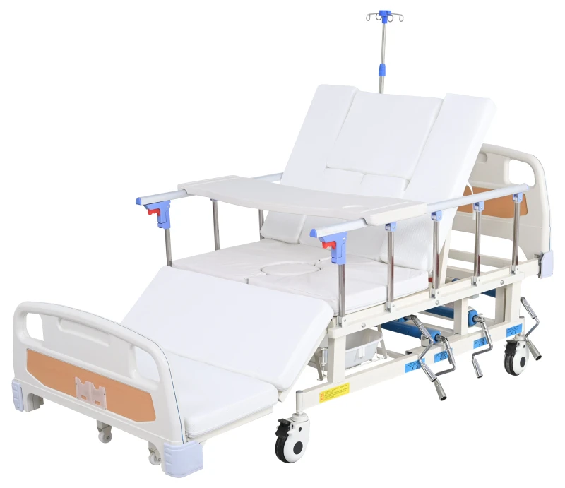 Professional-4-Crank-Manual-Hospital-Bed-Home-Care-Nursing-Bed-With-Commode-Hole-And-Dining-Table-For-Paralyzed-Patient-ICU
