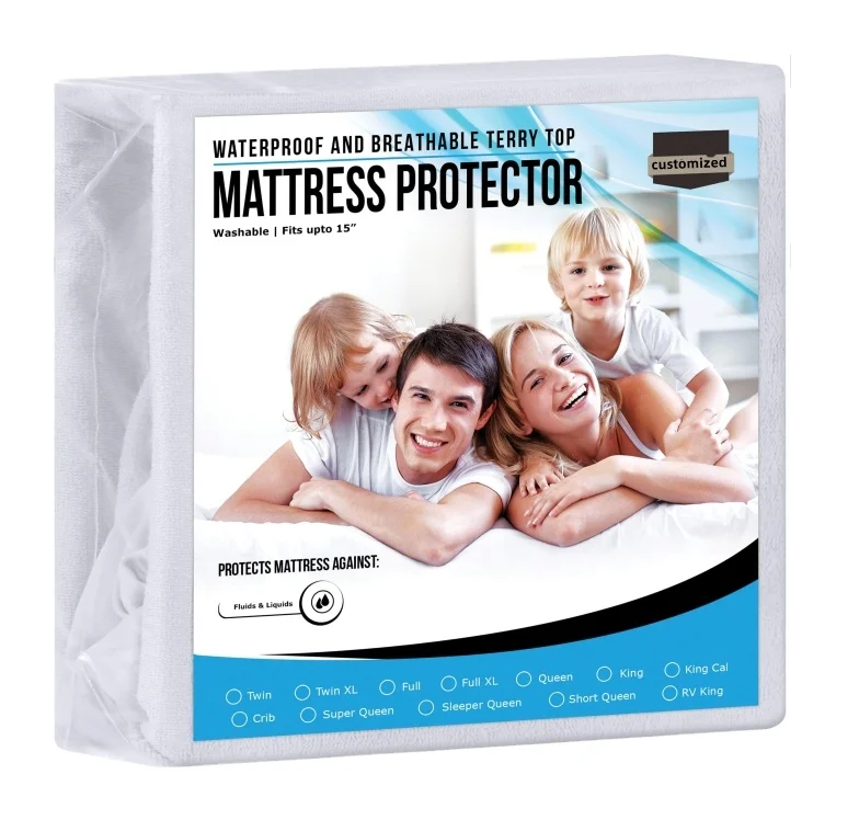 Professional-Factory-Customize-Fabric-Mattress-Protector-Waterproof-Bed-Cover-Sheet-Breathable-Noiseless-All-Size-for-Comfort